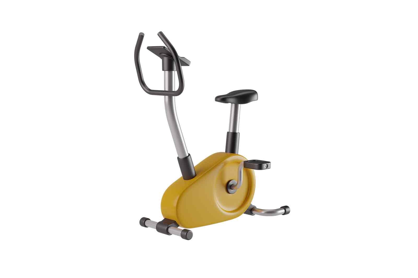 Stationary bicycle for workout 3d rendered illustration. Fitness cardio exercise equipment. Gym electric training machine, spinning bike