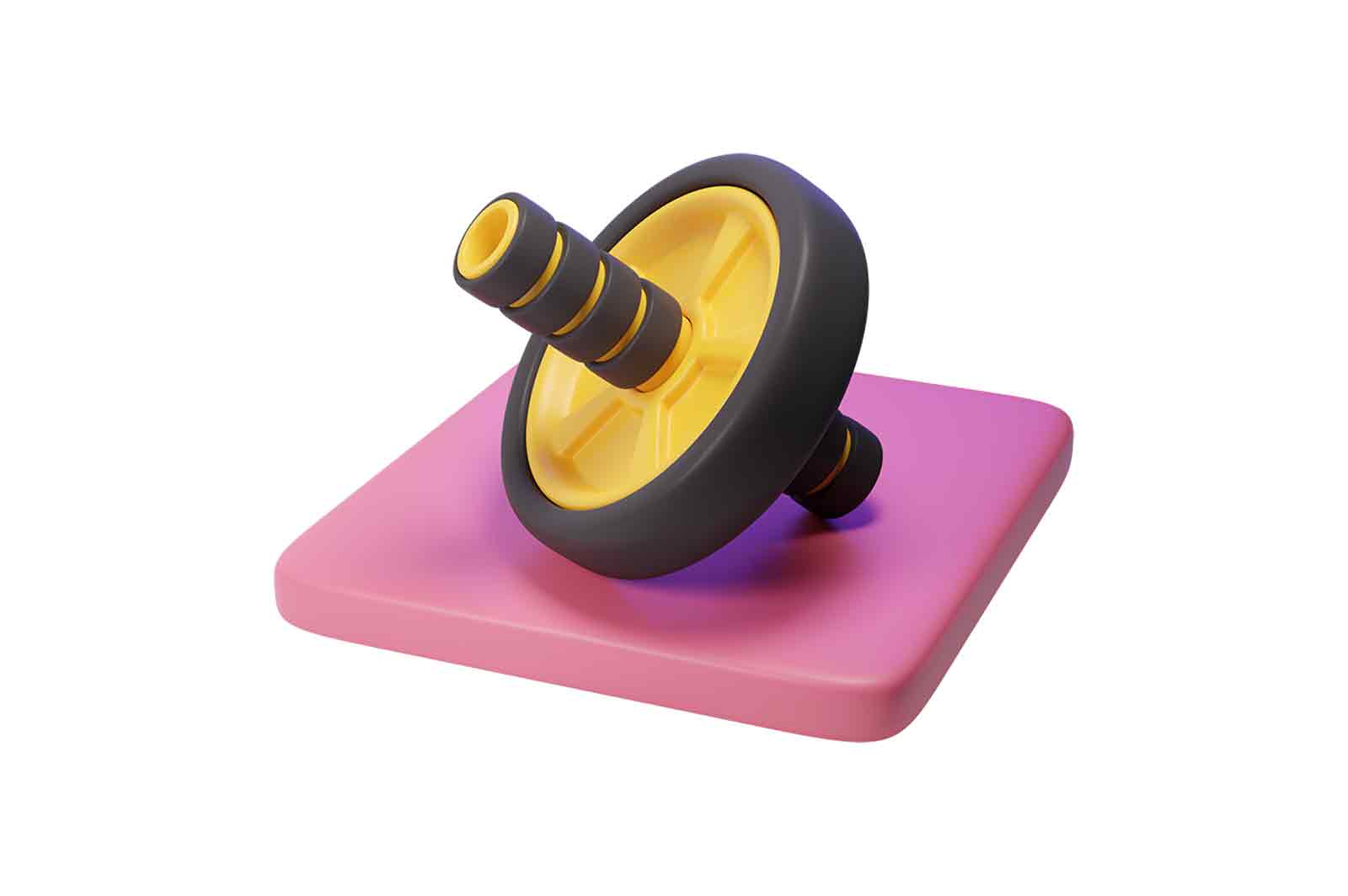 Fitness press roller for abs training 3d rendered illustration. Manual roller with handles. Equipment for abdominal muscles