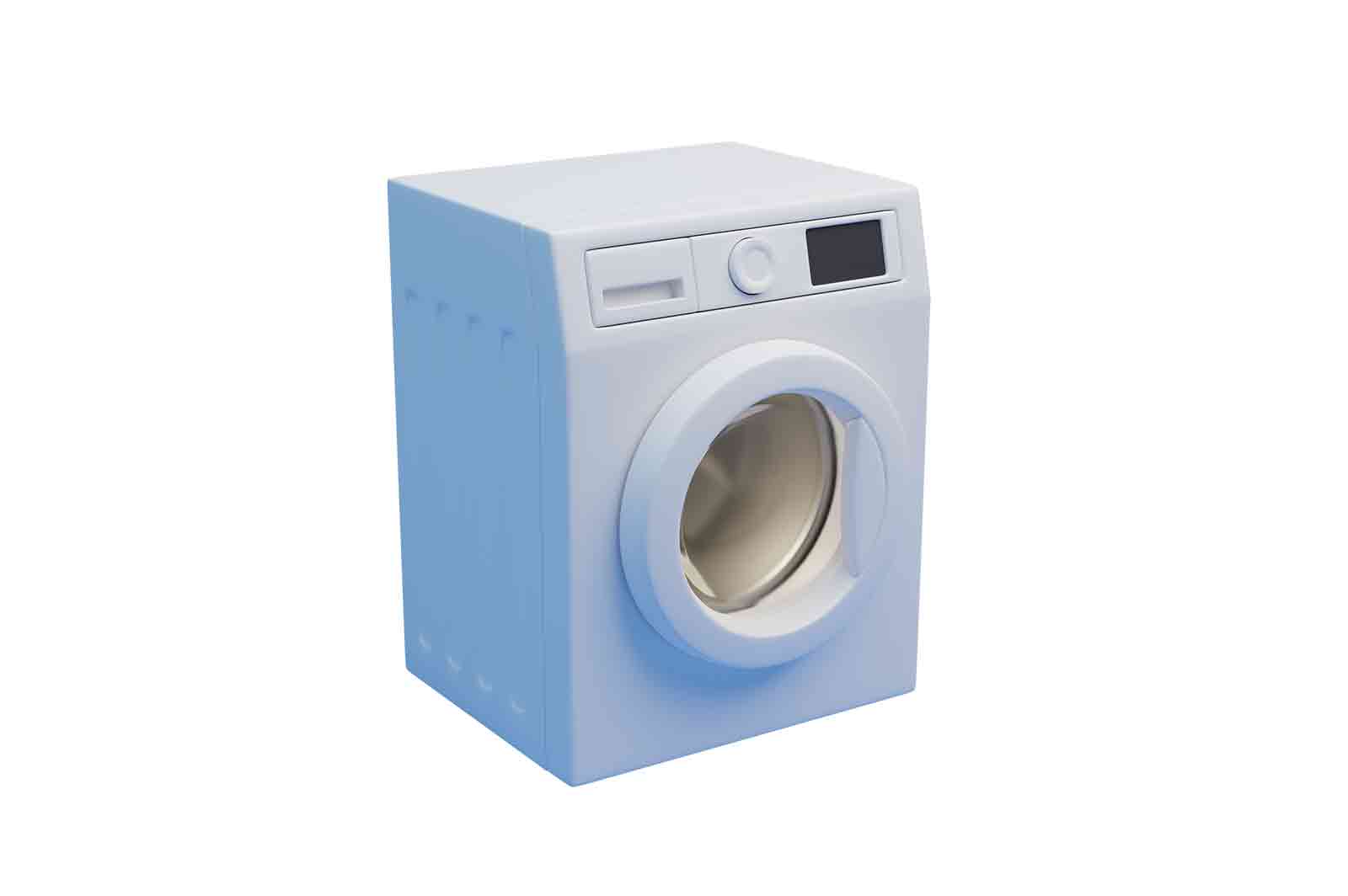 Modern washing machine 3d rendered illustration. Domestic electronic device. Household appliances for cleaning laundry at home