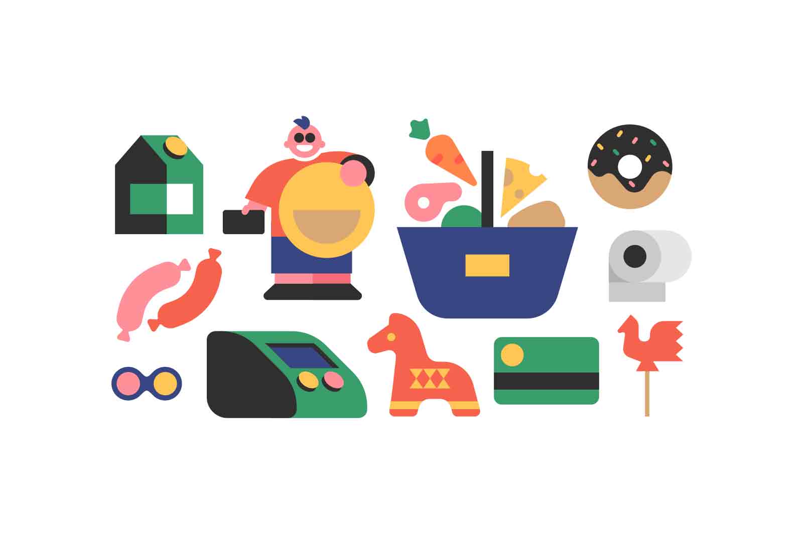 Shopping In Supermarket Illustration Kit8