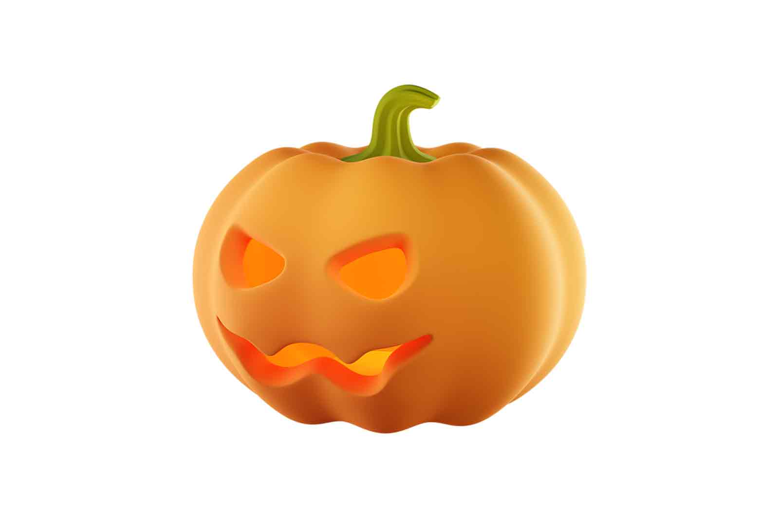 Halloween pumpkin with lighting inside 3d rendered illustration. Horrible face orange pumpkin. Trick or treat and happy halloween concept