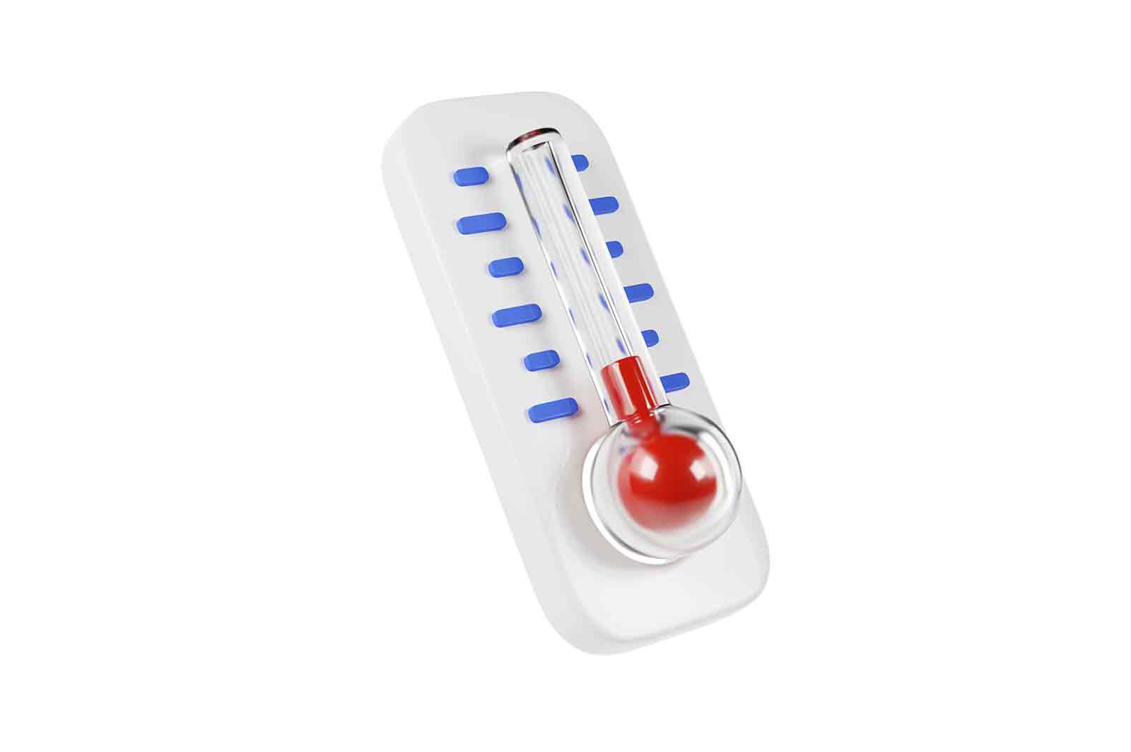 Thermometer showing cold temperatures 3d rendered illustration. Low temperature symbol. Device for measurement of temperature outside