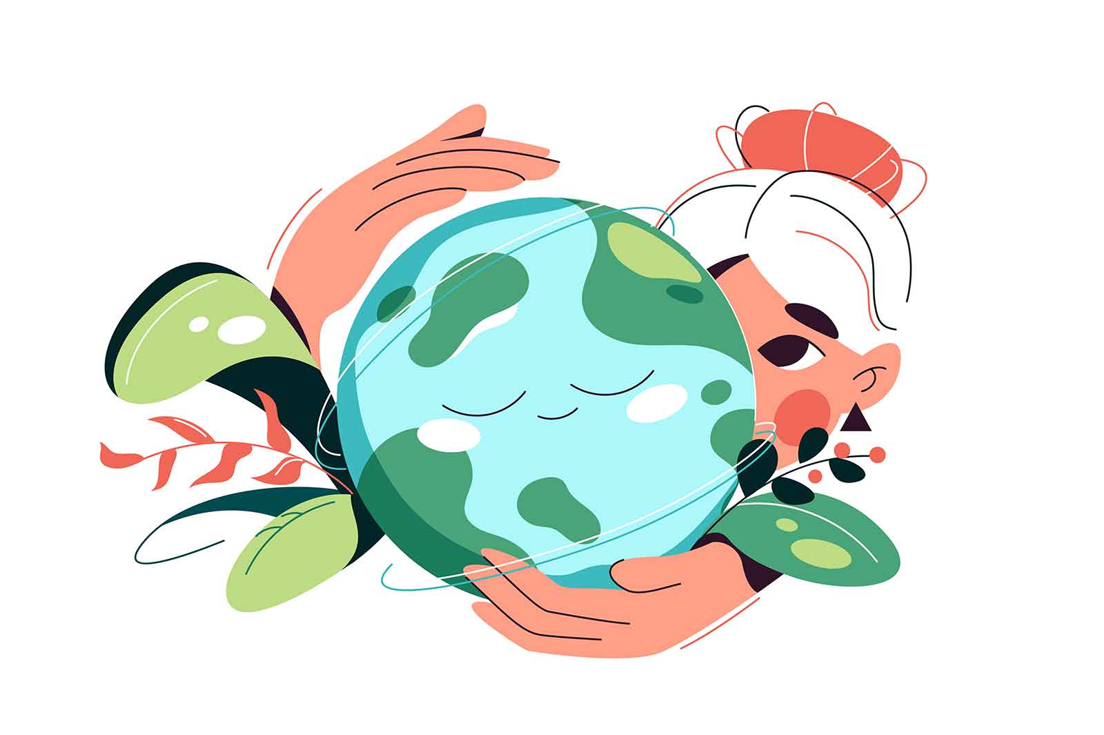 A planet resting in human hand. Save the planet concept, vector illustration.