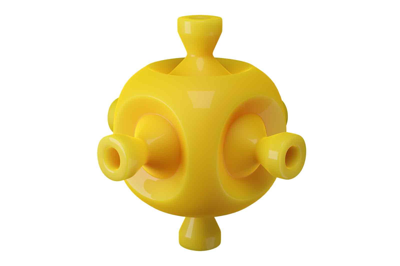 Abstract bright yellow plastic detail 3d rendered illustration. Component of mechanism concept