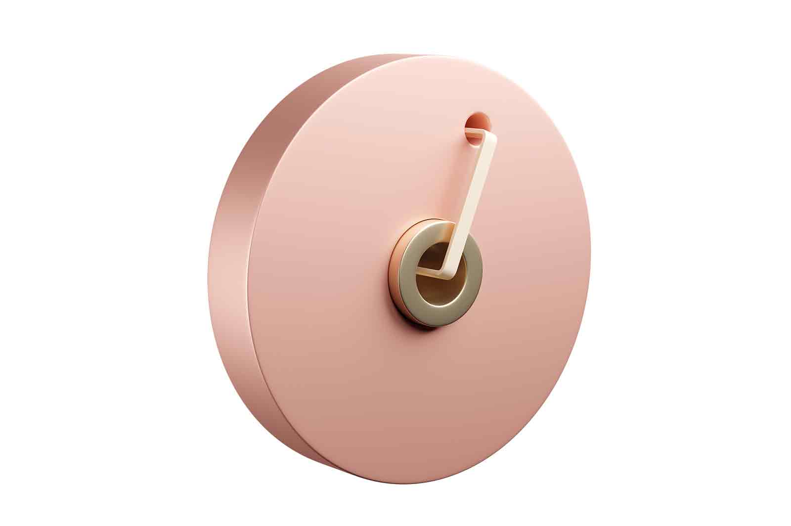 Abstract pink round shaped metal detail 3d rendered illustration. Metal component of single mechanism concept