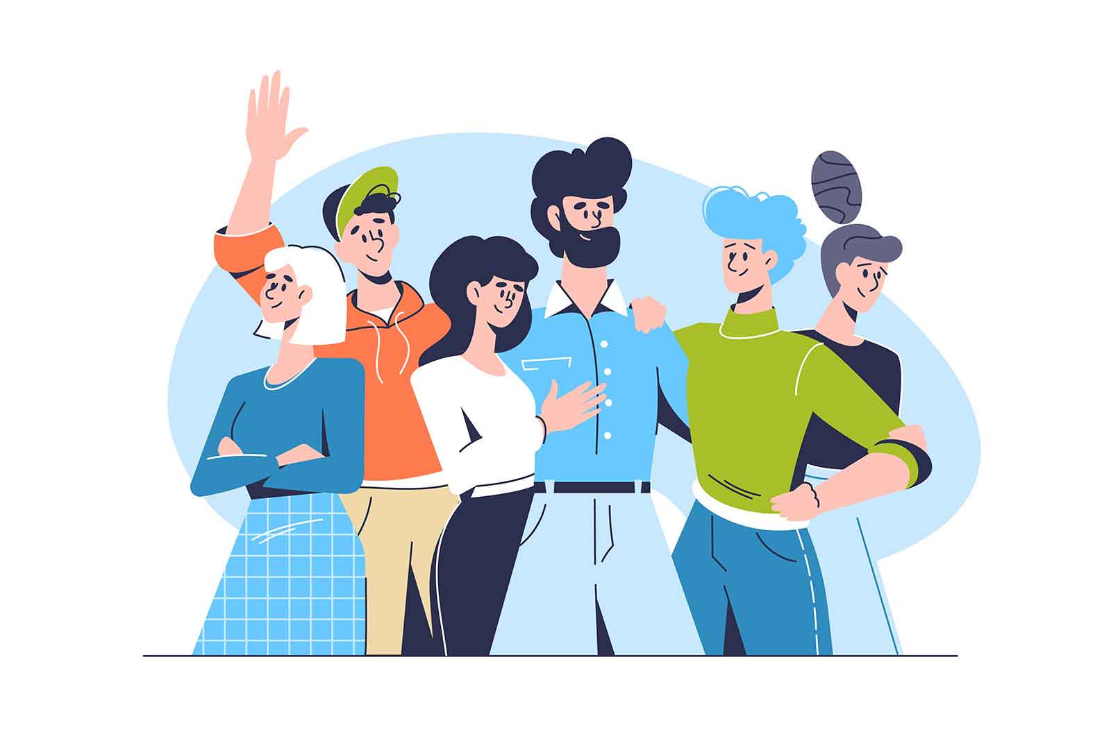 Group of happy people gathered together, vector illustration. Community concept.