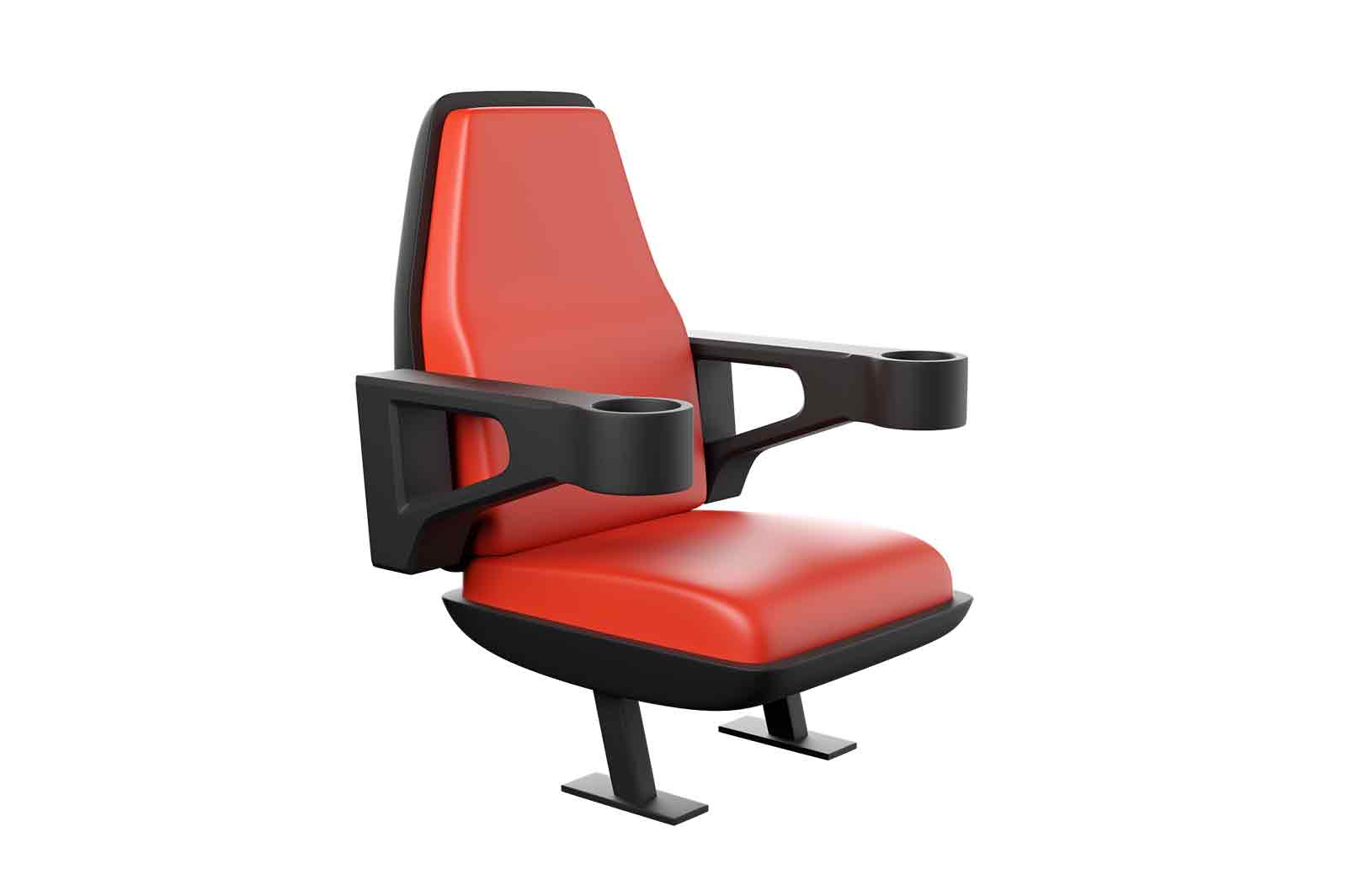 Cinema seat with glass-holder 3d rendered illustration. Movie industry element concept