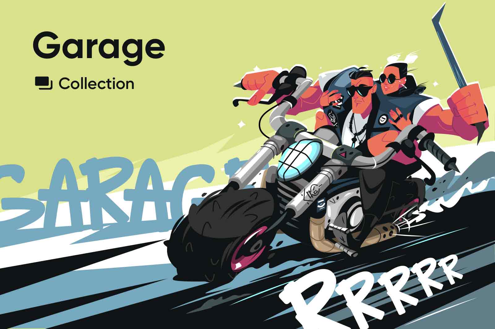 Garage is a short series of vector illustrations about motobiker's life.