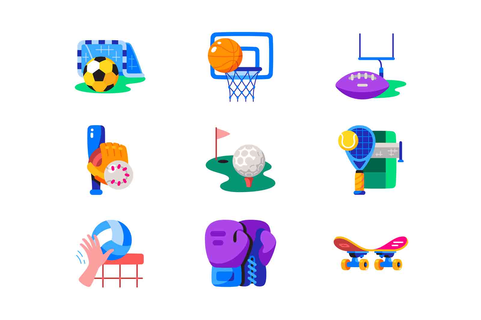 Sports disciplines icons set. Various sports related vector icon concepts