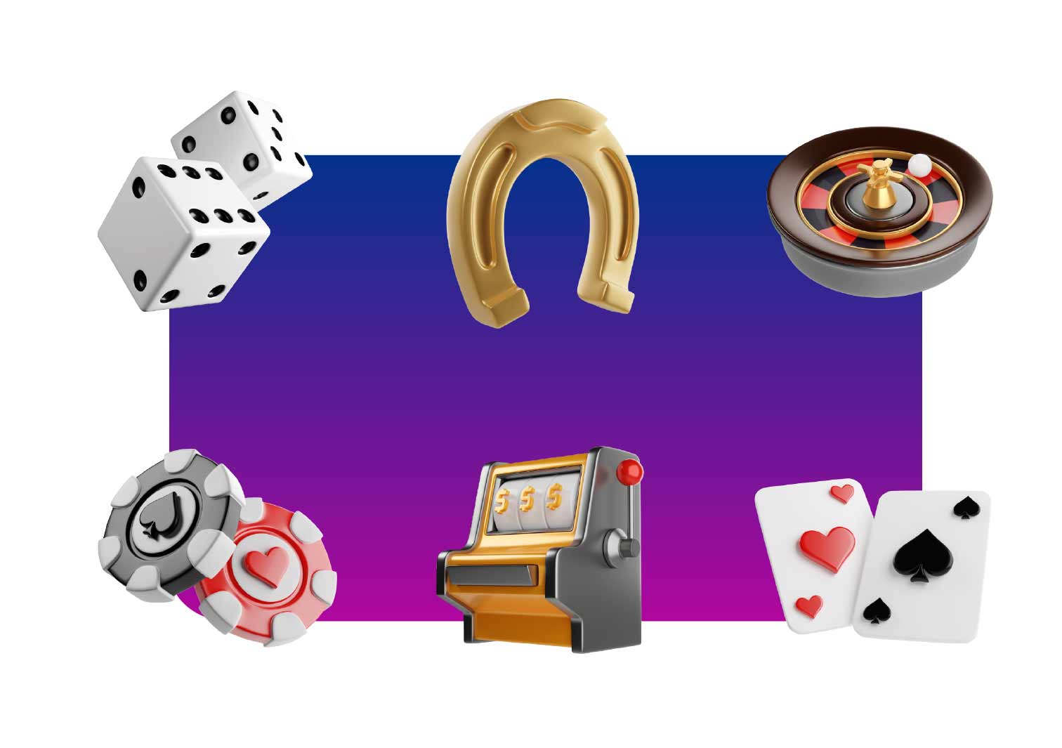 Simple 3D icons of on Casino theme. Transparent PNG, Blender source files.