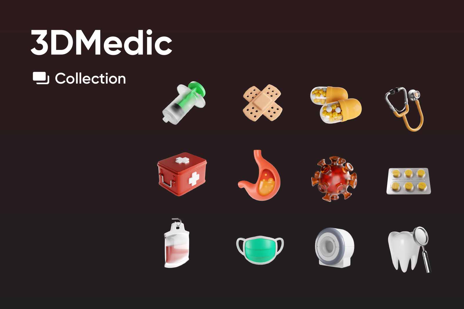 Simple Medicine related 3D icons.
