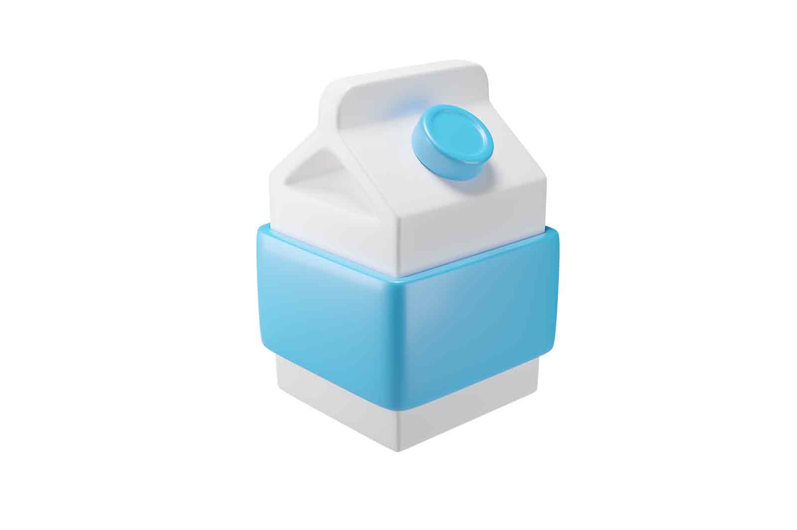 Milk carton, 3d rendered illustration of a small blue and white plastic container with a handle.