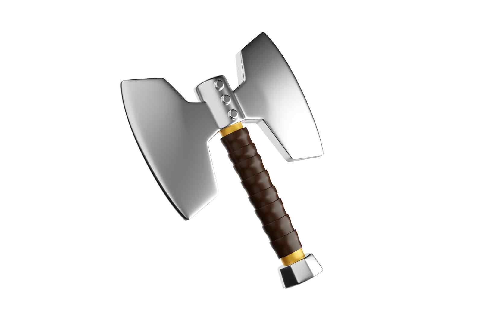 Double-headed axe, 3d rendered illustration. Symbol of power, violence, or destruction.
