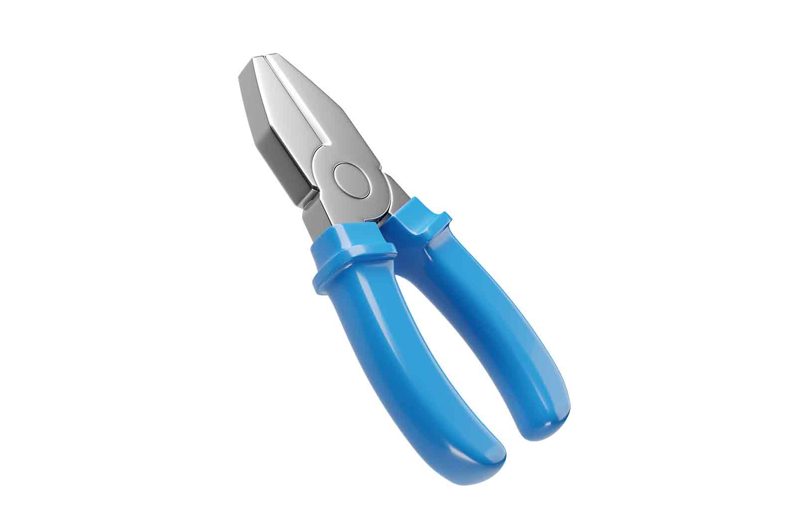 Blue pliers on white background, 3d rendered illustration. A hand tool used for gripping, bending, or cutting wires and other materials.