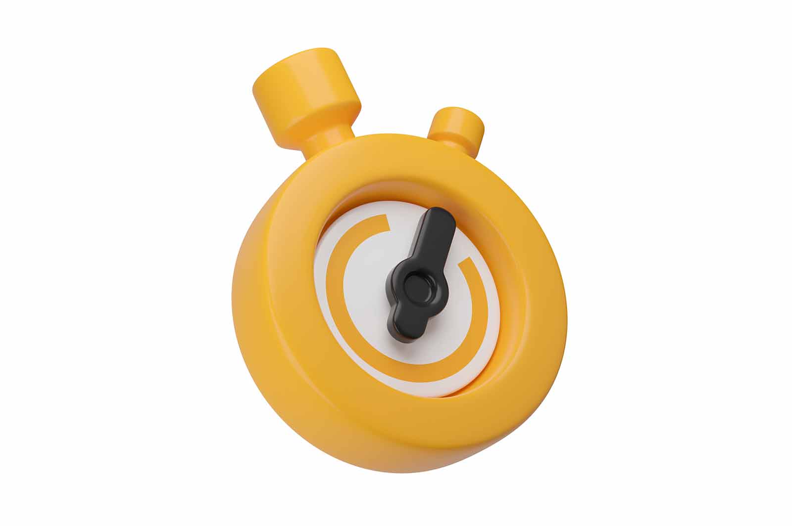 Stopwatch is a 3d rendered illustration of a yellow stopwatch with black dial. It can be used to measure time, speed, or performance.