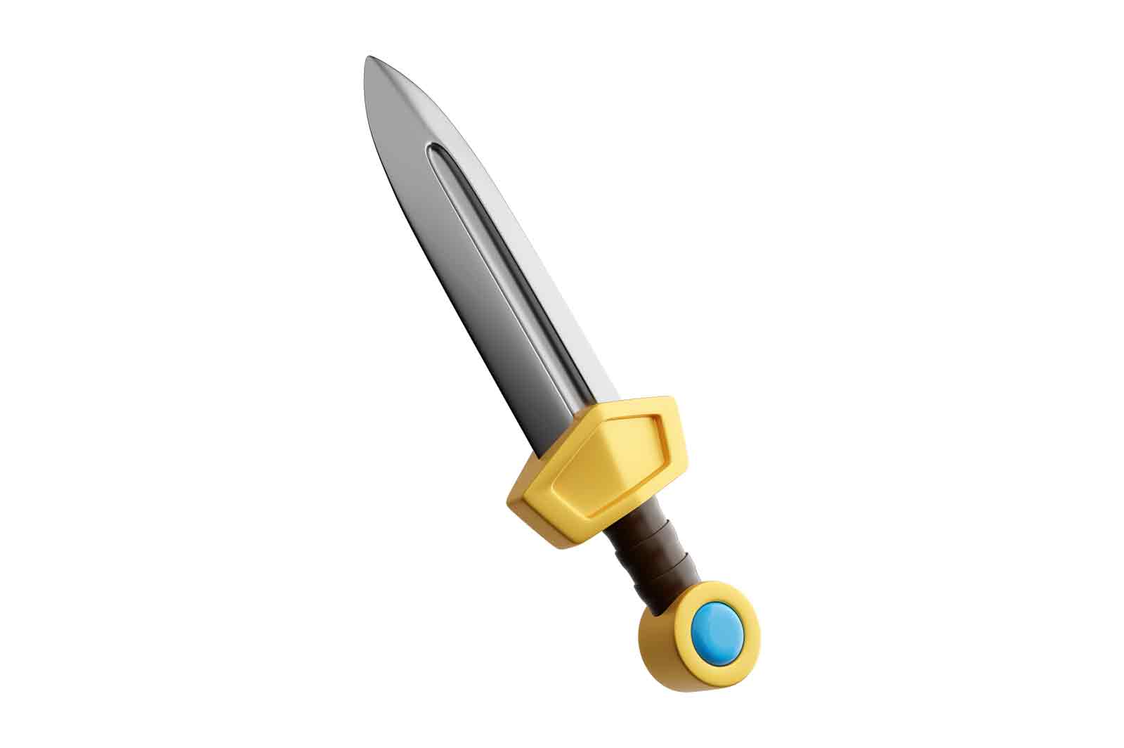 Sword with silver blade and golden hilt, 3d rendered illustration. Symbol of medieval warfare, fantasy adventure, or heroic quest.