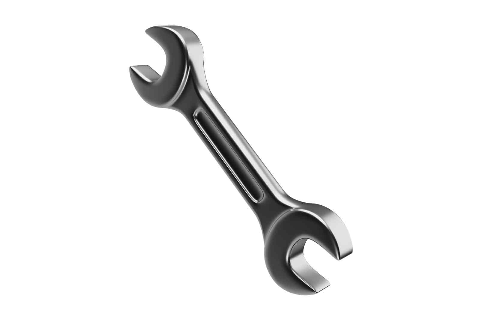 Double-ended open wrench, 3d rendered illustration. A hand tool used for loosening or tightening nuts and bolts of different sizes.